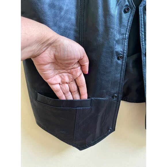 Mens Leather USA Vietnam Veteran Vest Medium Black Genuine Leather & Polyester - Picture 4 of 7